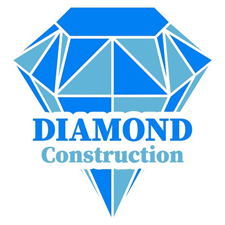 Blue geometric diamond with text "Diamond Construction"